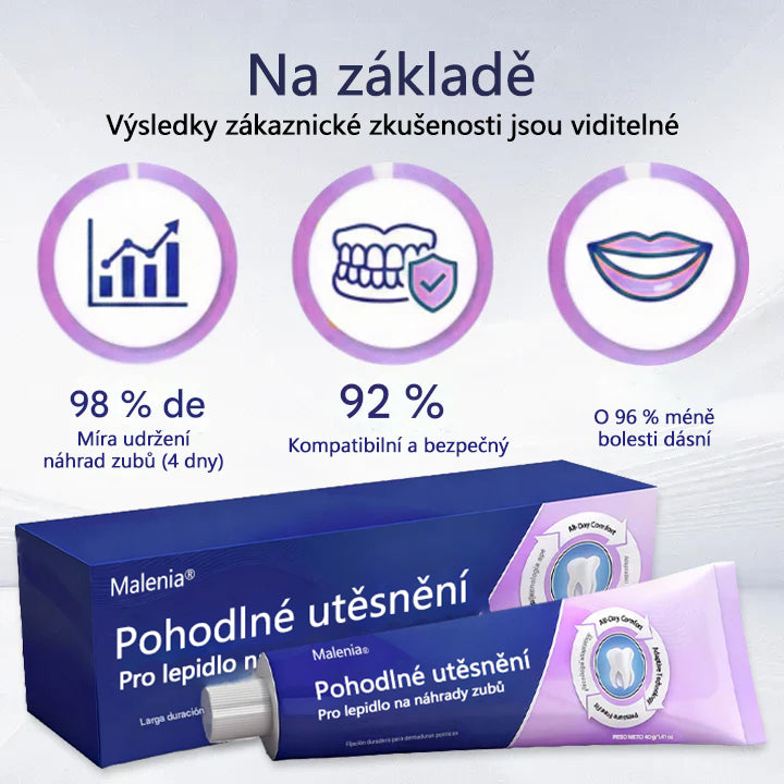 🔥🔥Malenia® Comfort Seal Pro – lepidlo na zubní protézy🦷💜S certifikátem FDA