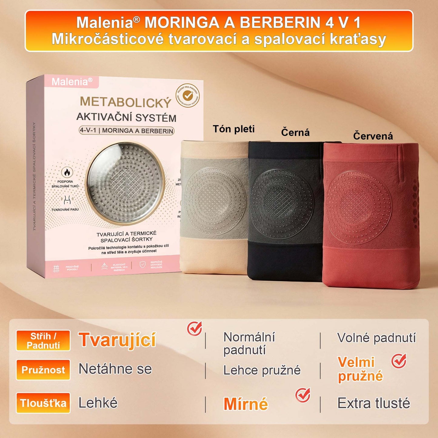 Malenia® 2026 Moringa & Berberine 4-v-1 Mikročásticové tvarovací a spalovač tuků šortky🛡️