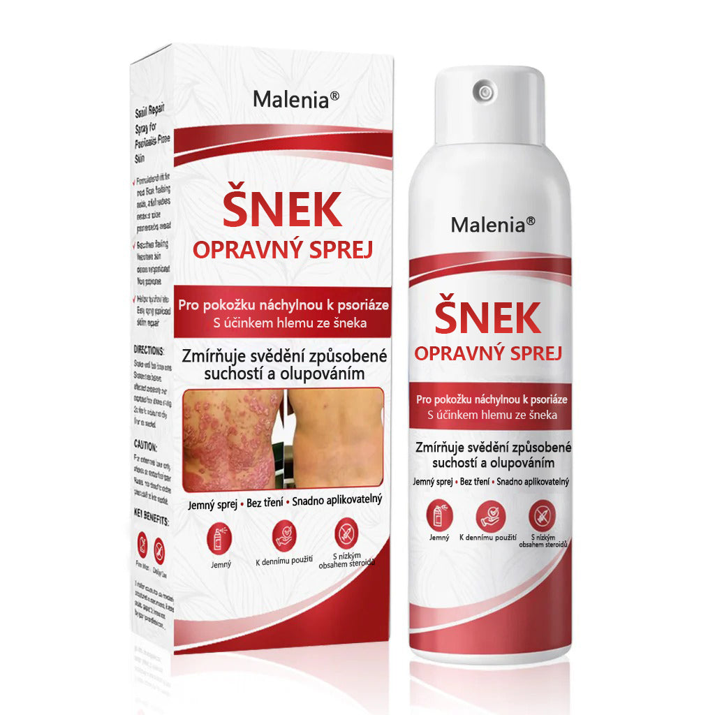 🔥Malenia® Snail Repair Spray pro svědivou, šupinatou pokožku s psoriázou